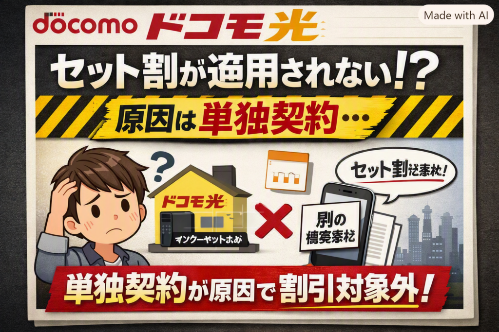 ドコモ光セット割が適用されない？原因はペア回線にあり