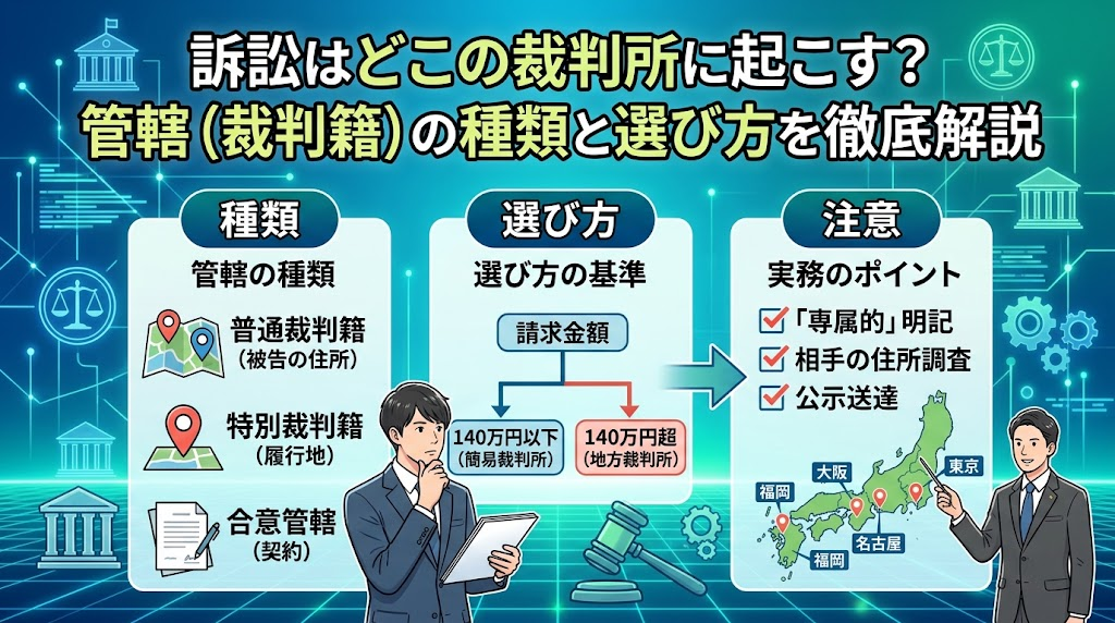 訴訟はどこの裁判所に起こす？管轄（裁判籍）の種類と選び方を徹底解説
